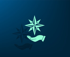 Obraz premium Vector dark color icon with shadow on blue background