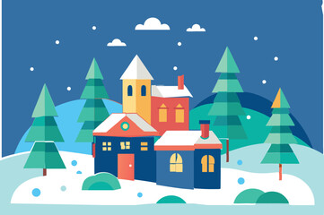 Urban landscape in a geometric minimal flat style  vector illustration 