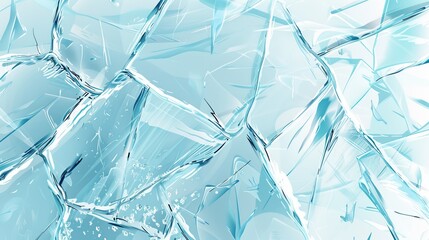 Detailed depiction of cracked ice with light reflections.