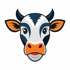 Strong Cow Face: Simple and Realistic Illustration of a Cow Eating