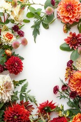 Fototapeta premium floral blossom frame white background