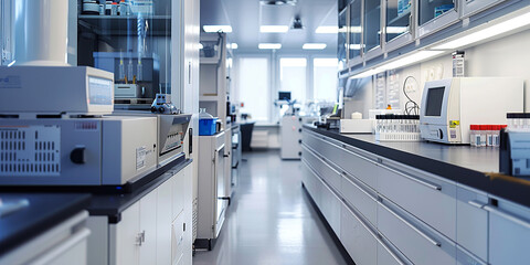 Equipment in a modern and technological chemistry laboratory