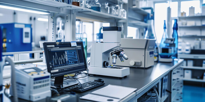 Equipment in a modern and technological chemistry laboratory