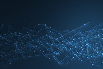 Abstract technology blue network with glowing lines.