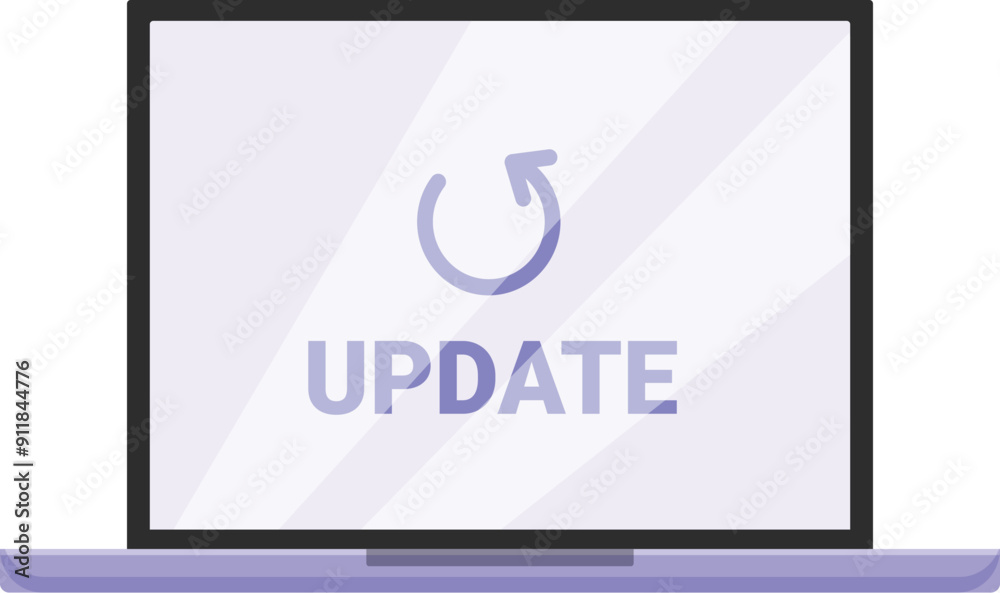 Poster laptop is showing an update system software progressing with a loading icon