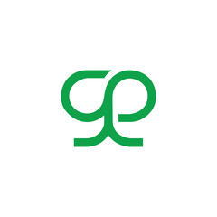 letter ge green tree lines abstract logo vector