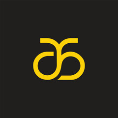 letter ab gold lines simple loop logo vector