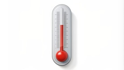 A simple, modern thermometer icon with a subtle forehead shape, indicating body temperature measurement, against a clean white background, perfect for health-related designs.