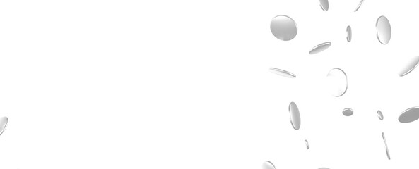 Joyful Deluge: Brilliant 3D Illustration Showcasing an Overflow of silver Confetti