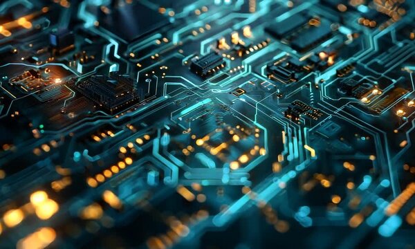 Circuit Board with Glowing Lights