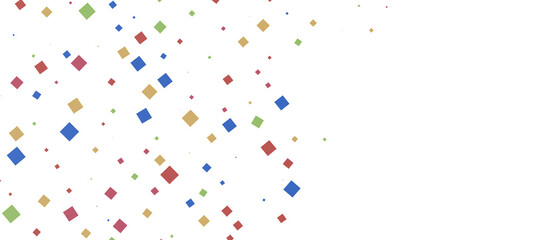  Colorful assorted confetti with serpentine on white