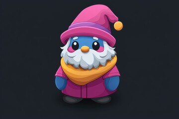 Cute Cartoon Gnome with Pink Hat and Blue Body