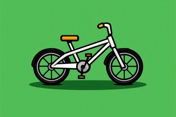 Fototapeta premium Cartoon Illustration of a White Bicycle on a Green Background