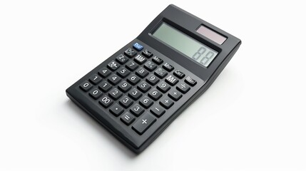 Black calculator with scientific functions on a surface.