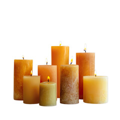 Lit Wax Candles, No Background