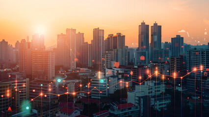 Obraz premium Busy Cityscape with Urban High Rises