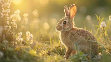 Fototapeta premium rabbit isolated on summer background