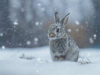 Obraz premium rabbit isolated on winter background