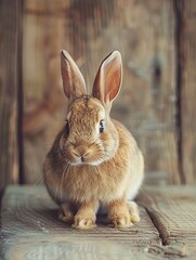 Obraz premium rabbit isolated on wooden background