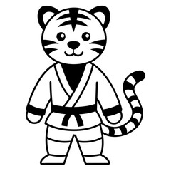 Cute Tiger Karate Cartoon Vector Icon