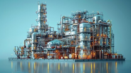 Industrial Refinery Complex - 3D Illustration