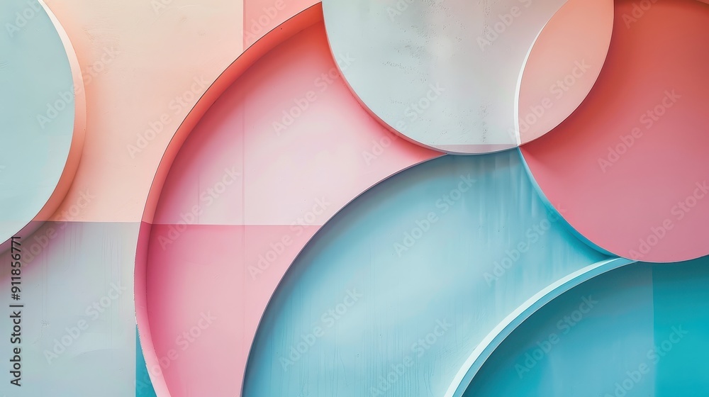 Poster Abstract Wall Art with Intersecting Circular Shapes