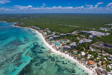 Aerial view of Akumal Bay, Mexico