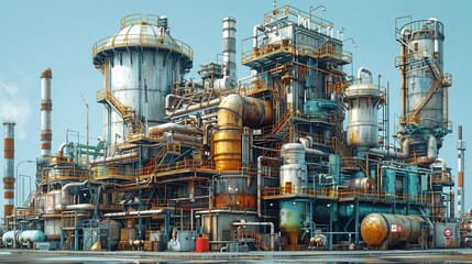 Fototapeta premium Industrial Complex 3D Illustration