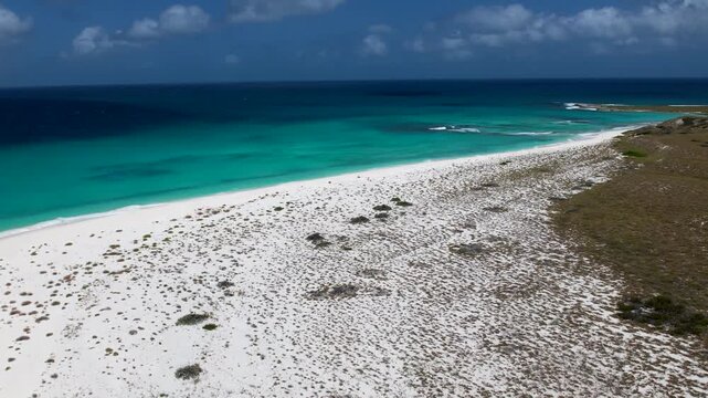 Drone shot of the paradisiacal beaches in the Venezuelan Caribbean in Los Roques