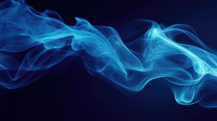 Obraz premium Abstract blue smoke blending into a fluid wave design, creating an intriguing and artistic background.