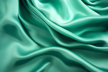 Fototapeta premium Processed collage of emerald green silk surface texture. Background for banner, backdrop