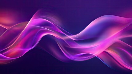 Abstract purple background with smooth, flowing neon waves creating visual interest.