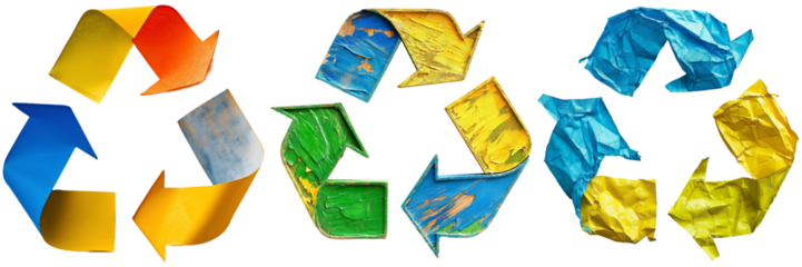 Recycled colorful painted recycle symbol concept