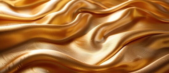 Fototapeta premium Close-up shot of luxurious golden satin fabric. Soft, elegant, and flowing, perfect for fashion, textile, and design inspiration.