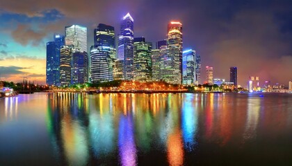 Obraz premium Dynamic Urban Skyline Illuminated at Night
