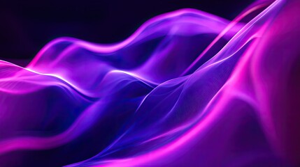 Fototapeta premium Dynamic flowing neon wave in purple hues, creating an abstract background design