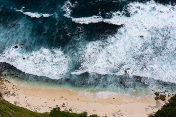 Beautiful view from above of beach at an island