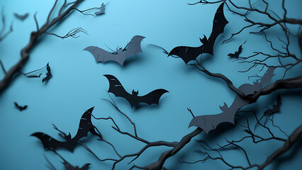 Flock of Bats Silhouetted Against Twilight Sky
