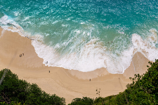 Beautiful view from above of beach at an island