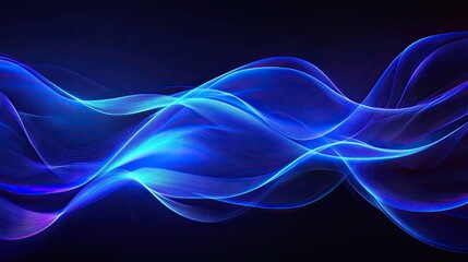 Naklejka premium Blue-lit microphone for podcasts with a digital wave signal background.