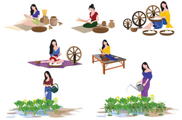 Fototapeta premium A country girl is working.isolated on white background vector design
