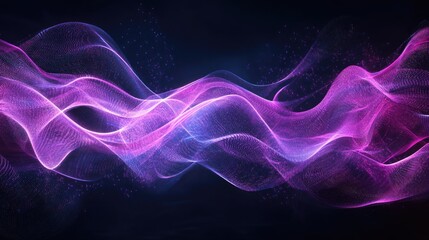 Blue-lit microphone for podcasts with a digital wave signal background.