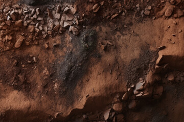 Fototapeta premium Processed collage of red soil ground surface texture. Background for banner, backdrop or texture