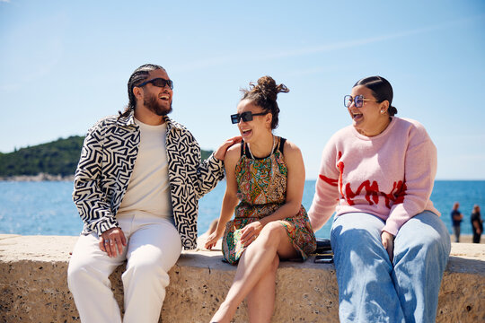 Friends laughing on vacation