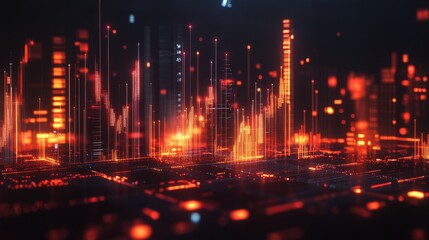Naklejka premium Modern forex trading graph with glowing data points and lines, ideal for investment opportunities.