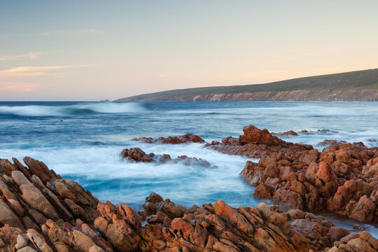 Long exposure at rugged coastline in Yallingup Western Australia