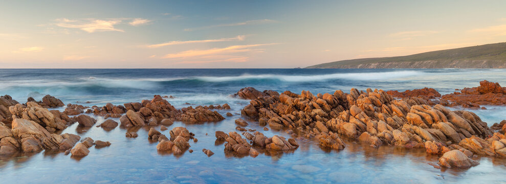 Long exposure at rugged coastline in Yallingup Western Australia