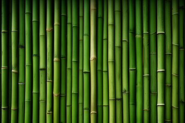 Fototapeta premium Processed collage of green bamboo fence surface texture. Background for banner, backdrop