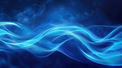 Fototapeta premium Serene blue neon waves flowing softly, creating an elegant and relaxing background.