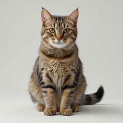 座っている可愛いキジトラ猫
